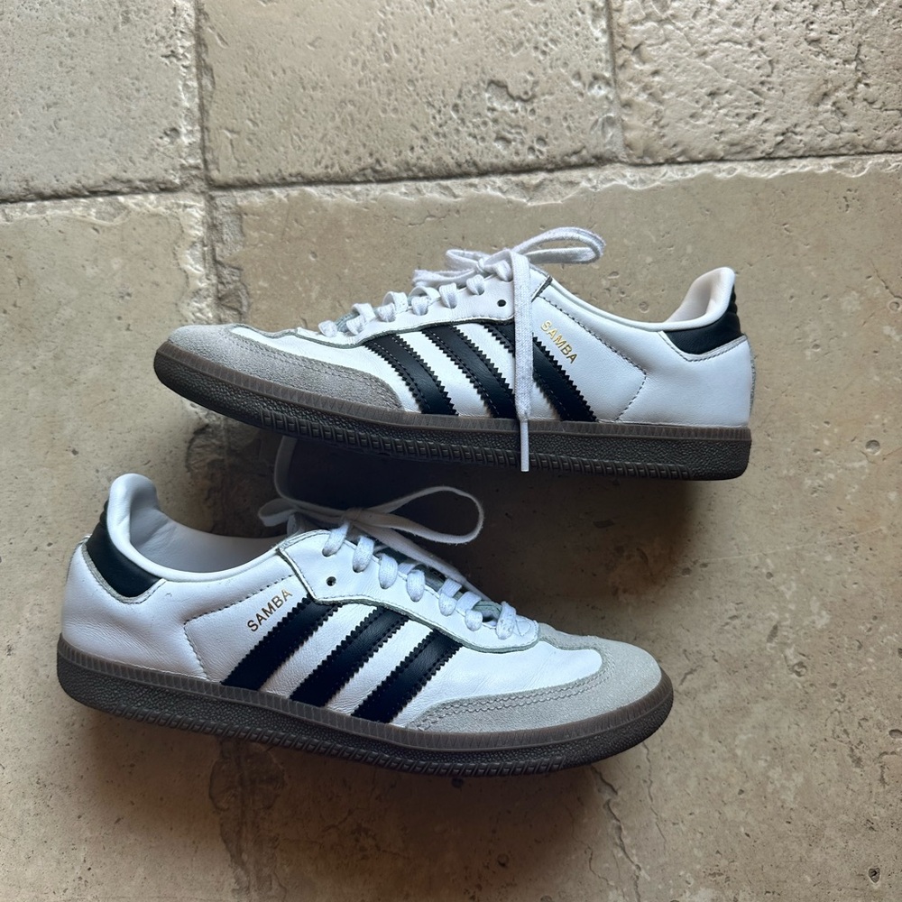 Adidas Samba White and Black Trainers